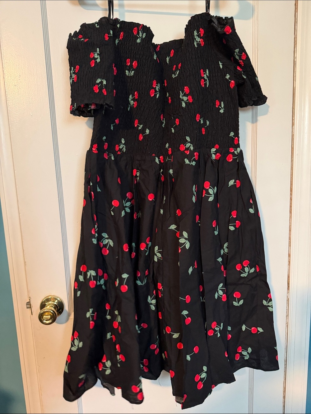 City Chic Black Cherry Print Off-Shoulder Dress size 20 - Picture 6 of 6